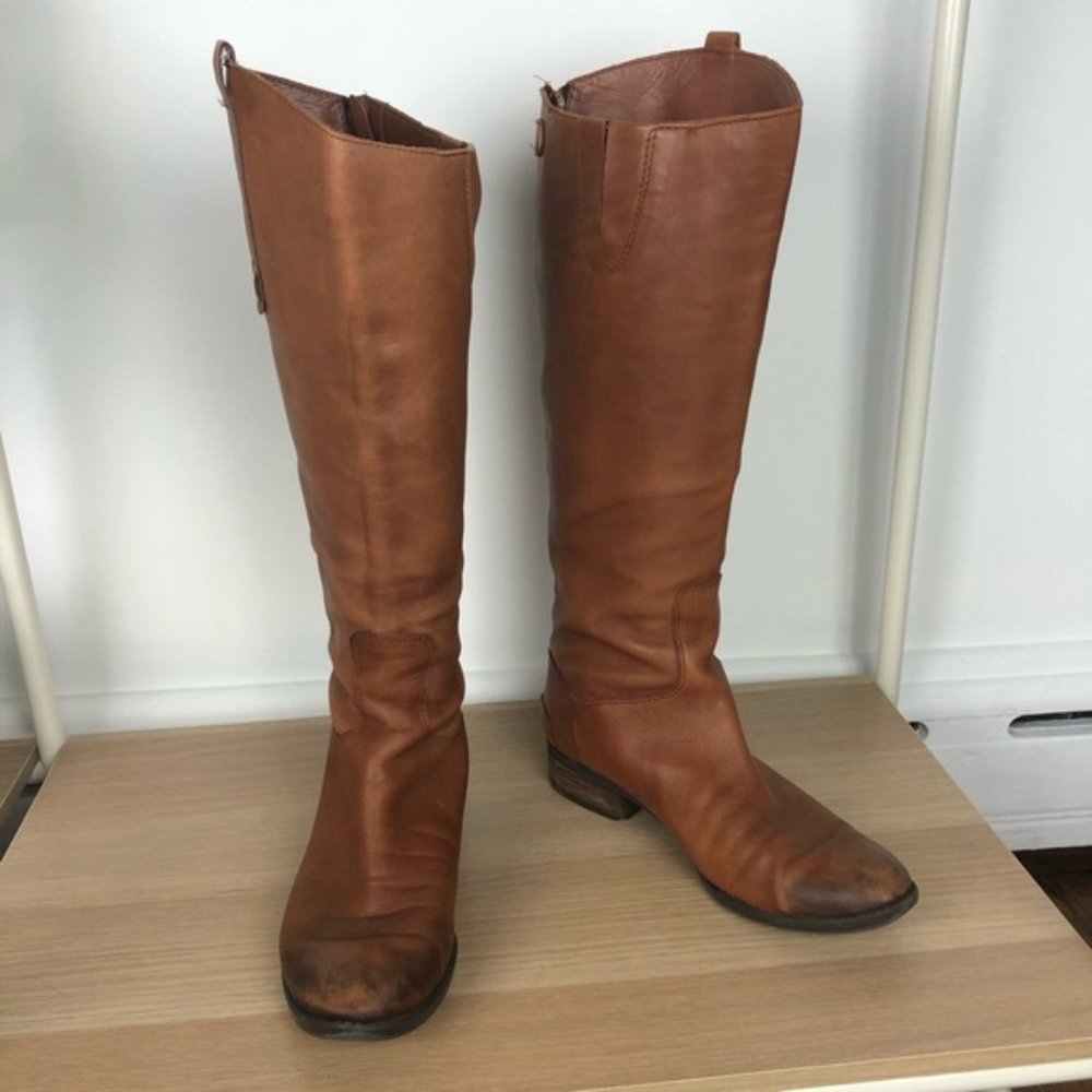 SAM EDELMAN tall brown riding leather boots sz 8.5